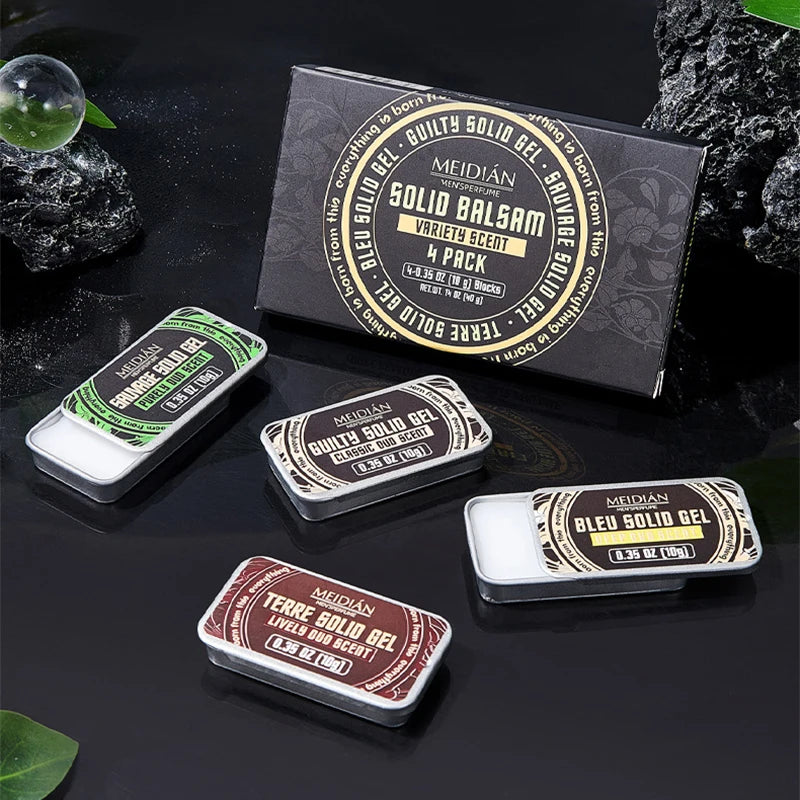 Men Solid Cologne Long-lasting Fragrance Men Deodorant Set 4 In A Box Portable Woman Floral Scent Solid Balm Gel Light Fragrance
