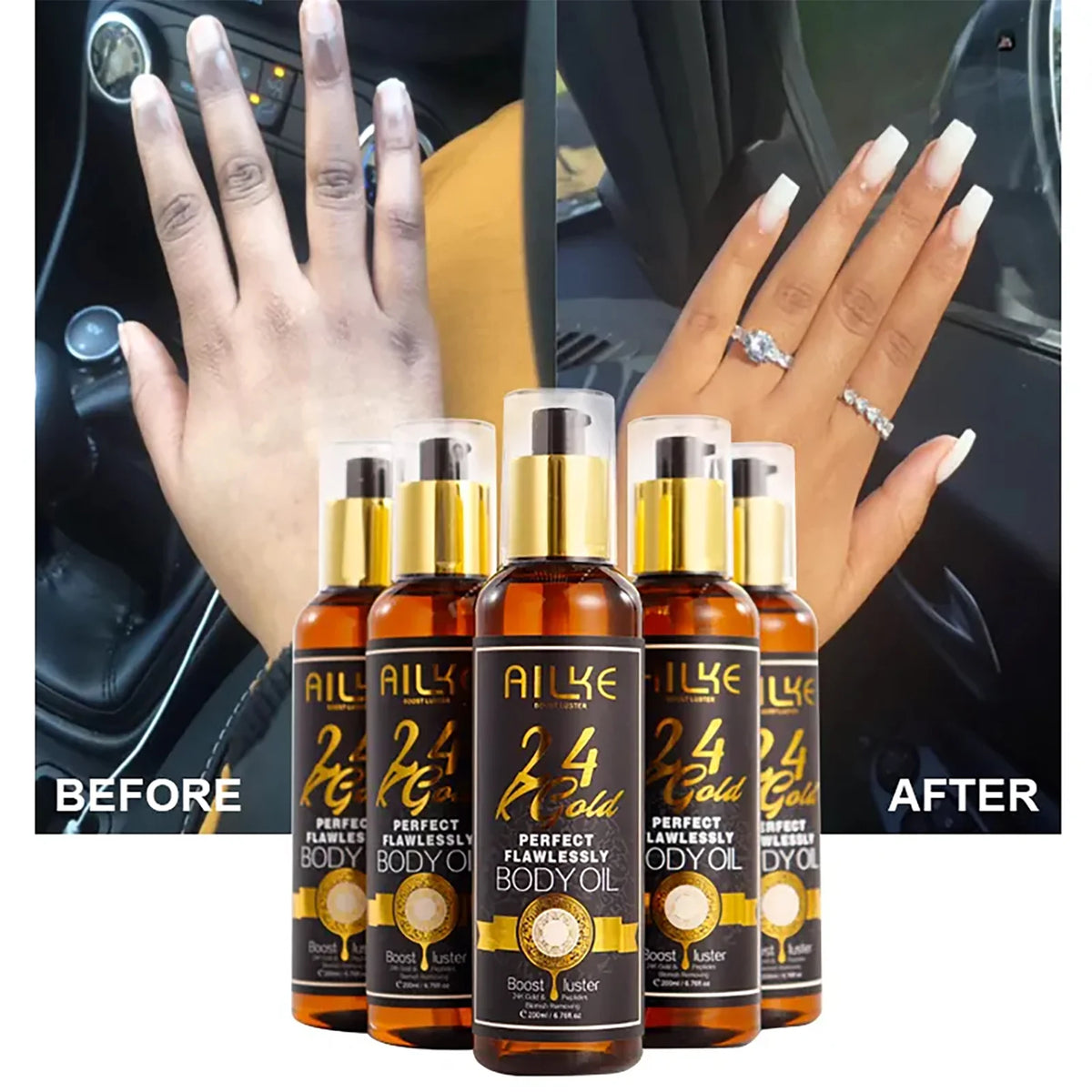 AILKE 24k Gold Flawlessly Whitening Skin Care Set For All Skin Type, Moisturizer, Reduce Black Spots, Smoothing, Brightening