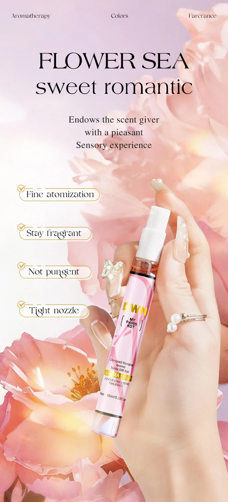 Women's 10 Piece Mixed Alcohol-Free Fragrance Set (Romantic and Elegant Gift Box, Long-Lasting Floral Fragrance)