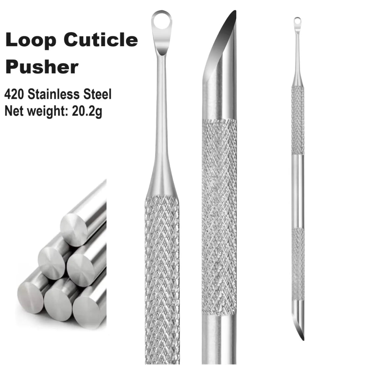 Double-ended Stainless Steel Remover Manicure Sticks Tool Bevelled Nail Grinding File Circle Beveled Head Cuticle Pusher