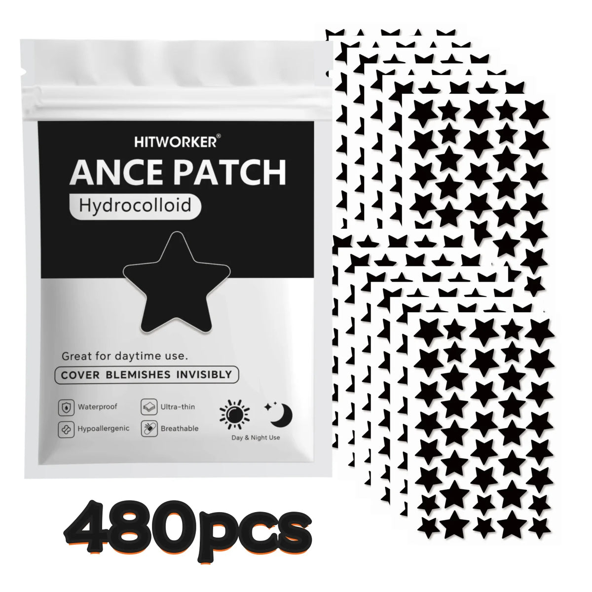 Bulk Pack Black Star Shaped Hydrocolloid Pimple Patches 240/480/800pcs Natural Tea Tree Oil Acne Stickers Invisible Blemish Cove