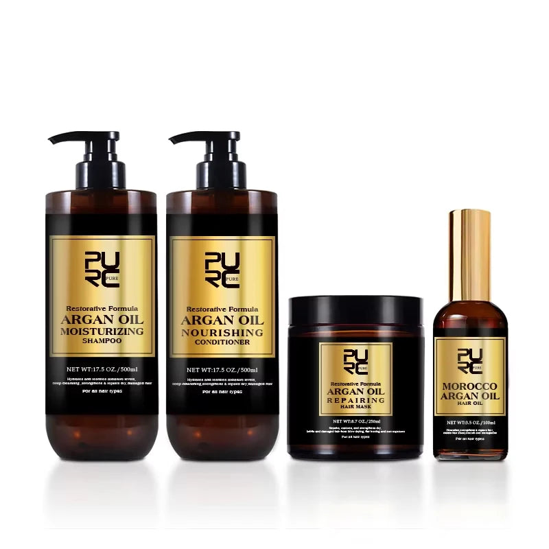 PURC Morocco Set Serum Smoothing Shampoo and Conditioner Repair Hair Mask Anti Dandruff Scalp Anti-Itch Hair Care Products Kit