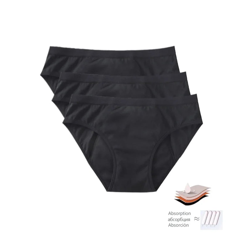 4-Layer Absorbent Leakproof Menstrual Panties For Women Period Heavy Flow Physiological Pants Plus Size Cotton Postpartum Briefs
