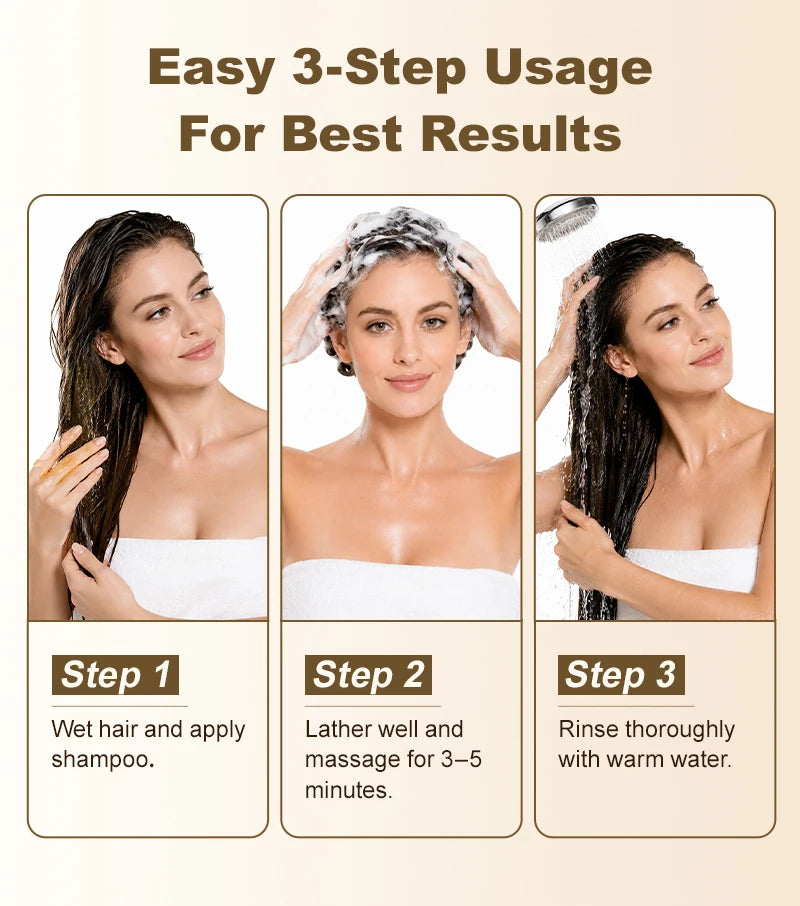 PURC 300ml 5 In 1 Instant Coloring Shampoo Natural Ginger Herbal Shampoo for Men Women Promote Hair Growth and Deeply Nourish