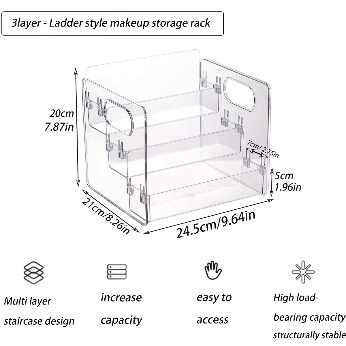 HOMEFISH Transparent Portable Compartment Cosmetic Storage Box Desktop Dresser Large Capacity Skin Care Perfume Display Rack