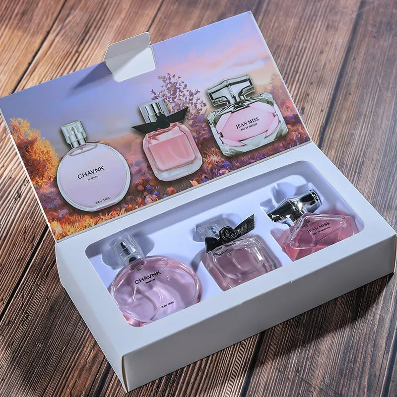 90ML(30mlx3PCS) Eau De Parfum Gift Box Feminino Spray Fresh Light Scent Floral Fruity Chypre Notes LongLasting Women Perfume Set