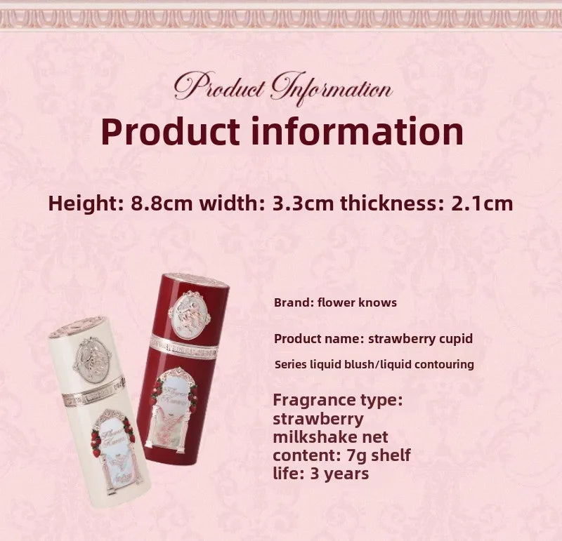 Flower Knows Strawberry Cupid Collection Liquid Blush Makeup for Cheeks Matte Finish Face Blushes Cream For Healthy Natural
