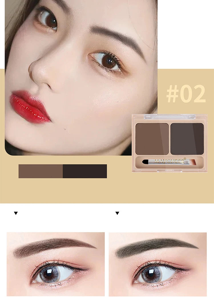 2Color Eyeshadow Powder Makeup Black Brown Coffee Waterproof Eyebrow Powder Eye Shadow Eye Brow Palette with Brush Eyebrow Cream