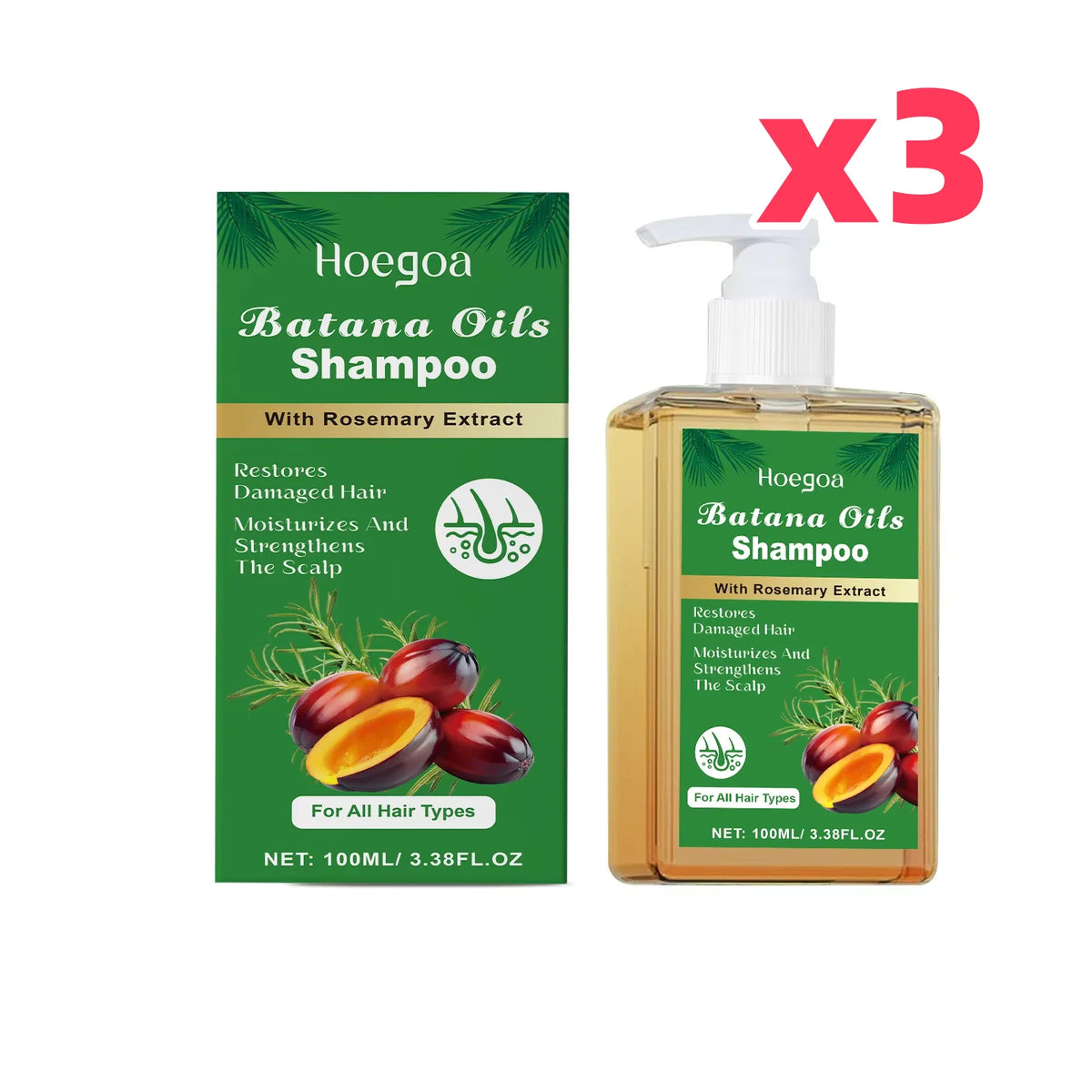 Pure Batana Shampoo Hair Strengthen Moisturizer Restore Damaged Brittle Hair Anti Loss Improve Dandruff Scalp Oil Control Care