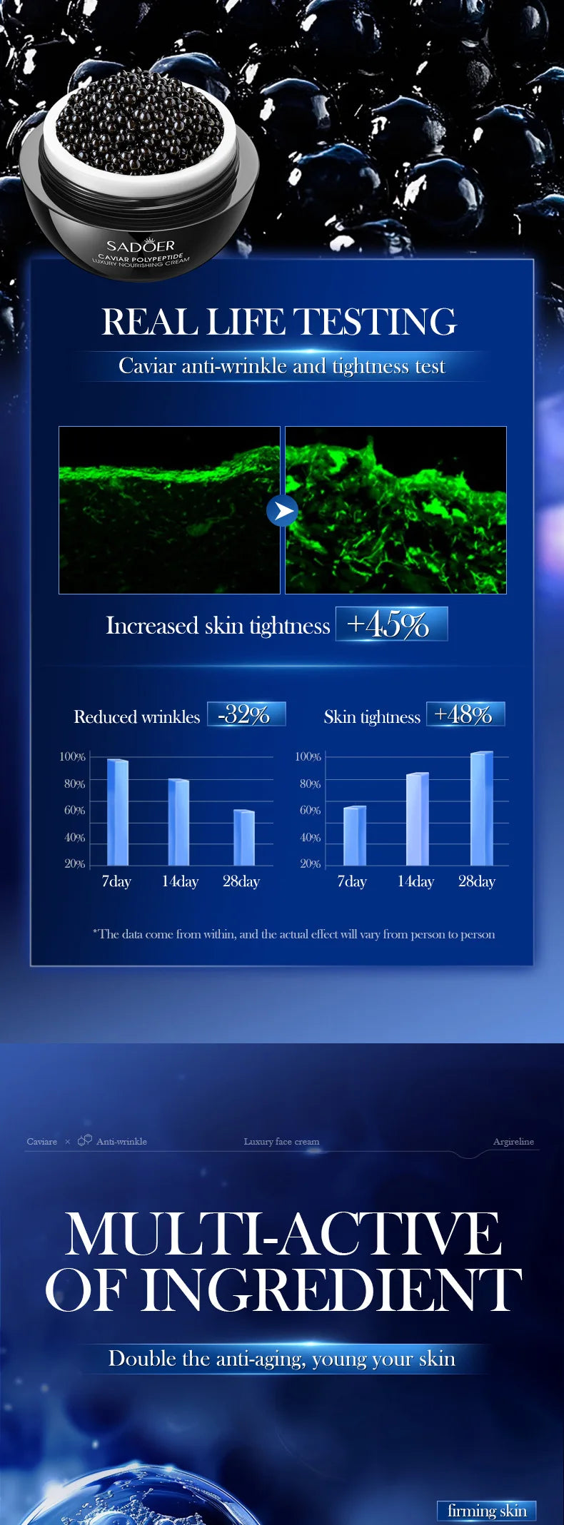 Caviar Firming Face Cream Deep Hydrating Soften Lifting Fine Lines Around Eyes  Area Boost Skin Elasticity Moisturizer Skin Care