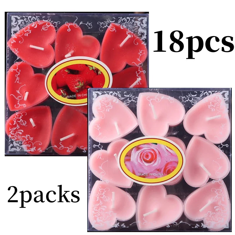 9pcs Heart-shaped Scented Tea Candles Valentine's Day Romantic Love Candle Proposals Wedding Anniversary Decorative Candle