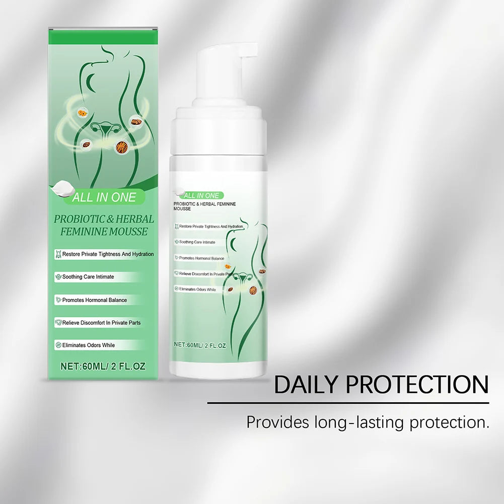 60ml Probiotics Herbal Female Intimate Hygiene Mousse Gentle Daily Wash Ph Balanced Gentle Daily Cleanse Comfort Irritation-Free