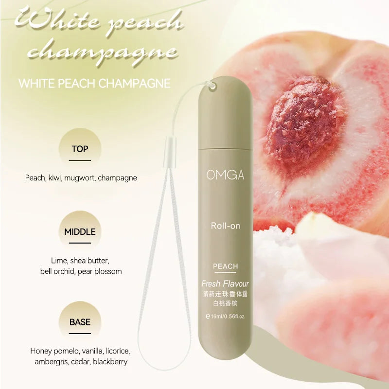 3pcs Portable Roll On Perfume Set 16ml Fresh Body Fragrance for Women Travel Size Long Lasting Scent Rose Peach Jasmine