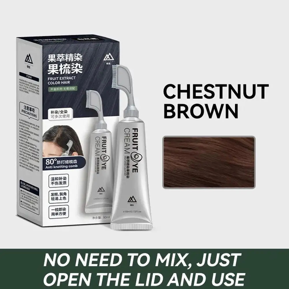 Fruit Hair Dye Cream Plant Extract Hair Dye Essence with Comb Hair Dye Shampoo Botanical Bubble Hair Dye Hair Color Non-Damaging