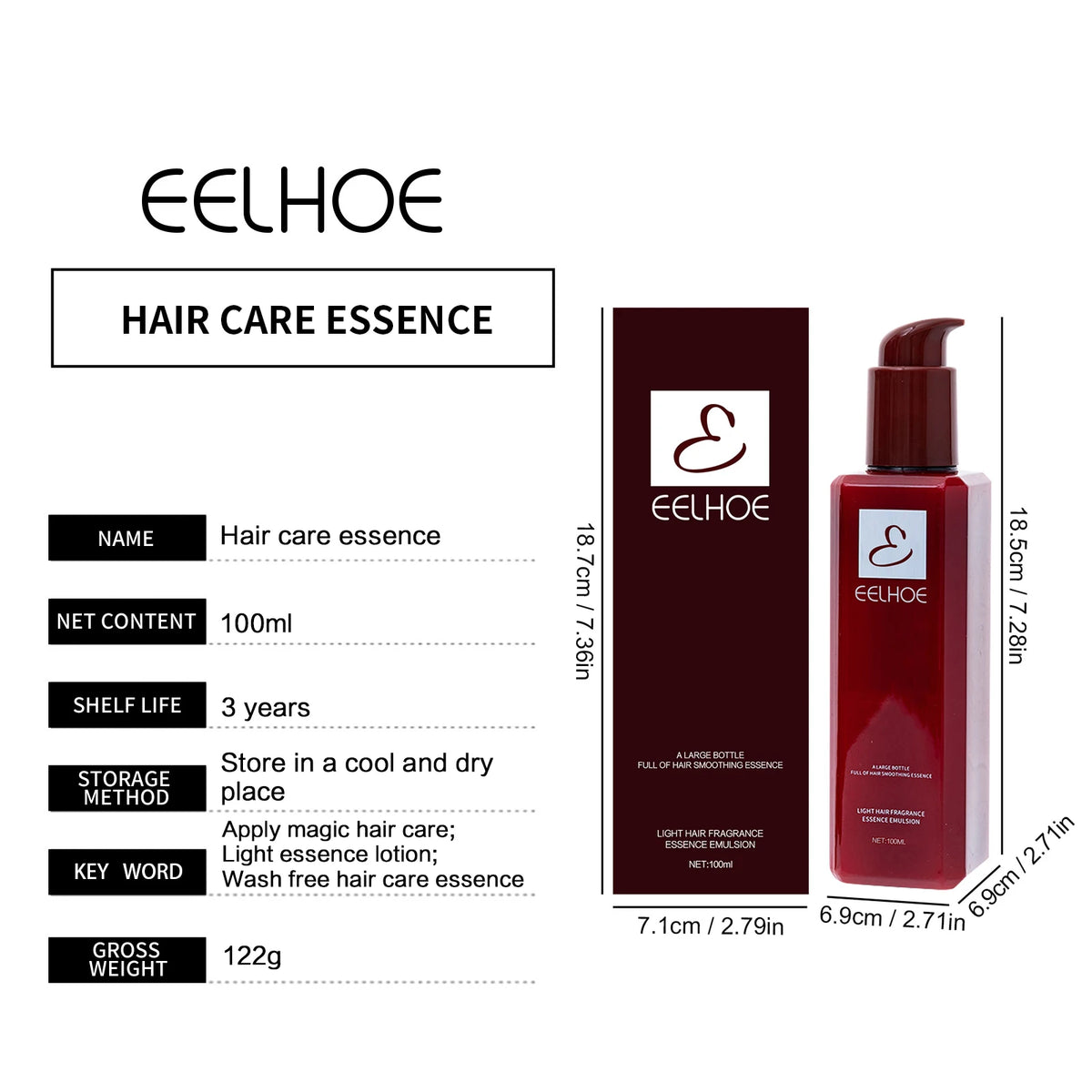 EELHOE Smooth Hair Conditioner Keratin Treatment Professional Straightening Curly Leave-in Repair Damaged Hair Nourishing Serum