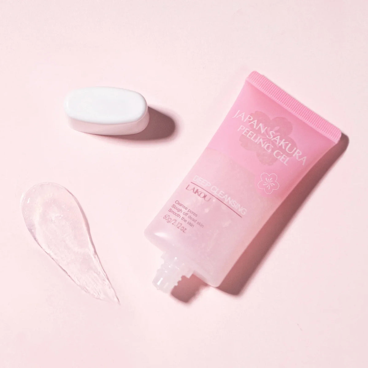LAIKOU  Sakura Peeling Gel, Deep Cleansing Face Exfoliator, Remove Dead Skin Smooth Skin Gentle Exfoliating Scrub 60g