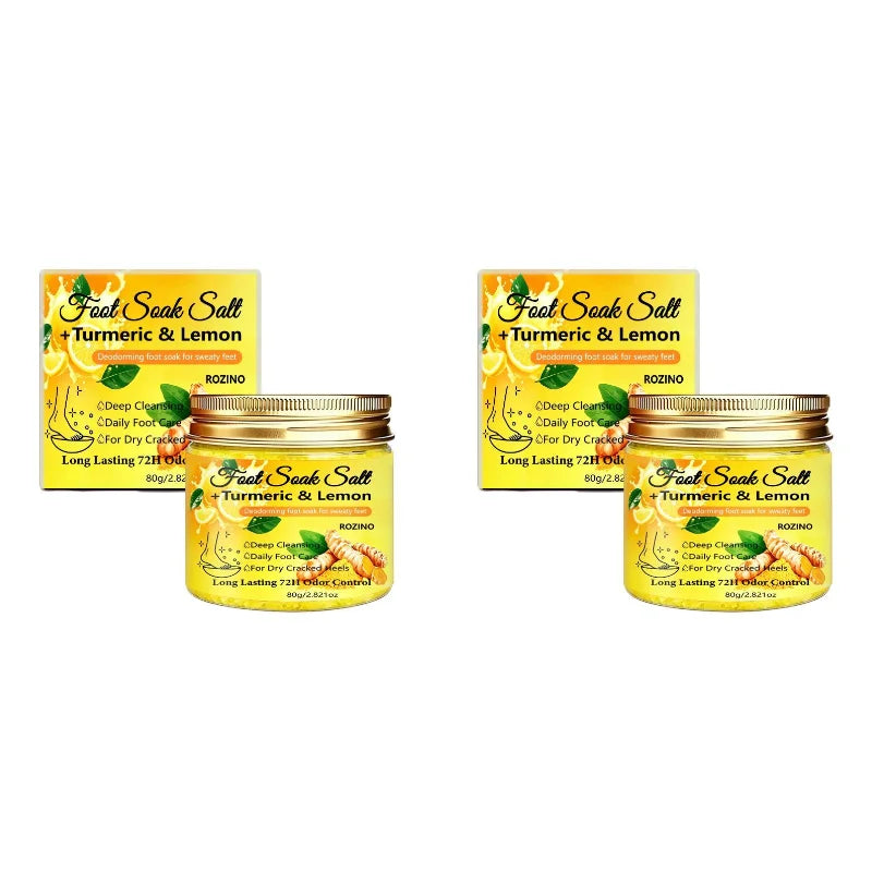 80g Turmeric Lemon Foot Bath Salt – Deeply cleansing sea salt, moisturizes heels, provides a soothing foot soak for 20 minutes, suitable for dry feet, post-exercise and bedtime care – Foot bath care, foot maintenance