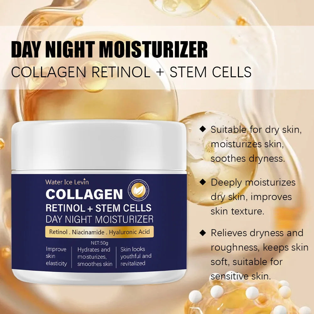 50g Collagen Cream for Face with Retinol and Hyaluronic Acid, Day Night Anti Aging Skincare Facial Moisturizer