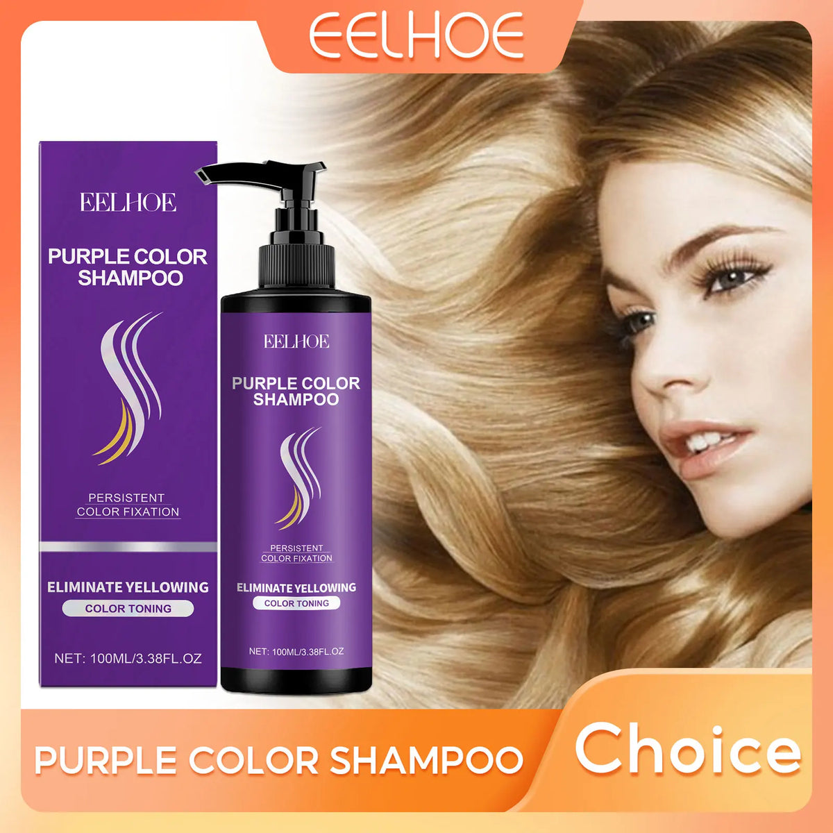 EELHOE Purple Shampoo for Blonde Hair Color Fix Fading Yellow Remedy for Gray Hair Cover After Professional Hair Bleach Shampoo