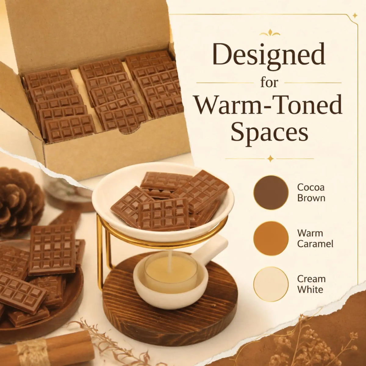 Strong Scent Wax Melts Chocolate Shape, Long Lasting Scented Wax Cubes for Home Fragrance, Bedroom Living Room Decor Gift