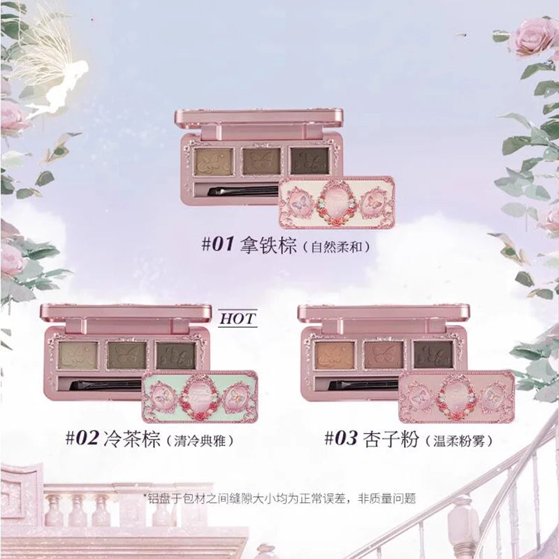 Flower Knows Midsummer Fairytales Eyebrow Powder 3 Color Eyebrow Palette Beauty Contour Eyebrow Pencil Professional Eye Makeup