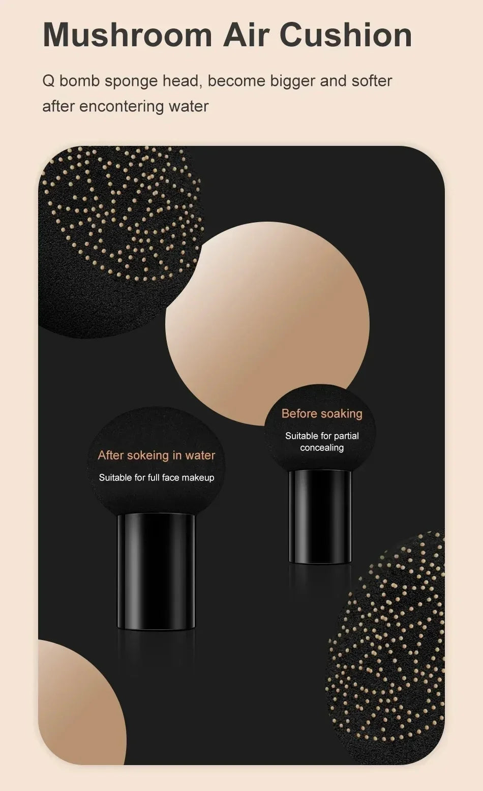 Mushroom Head Air Cushion, CC Cream Natural Moisturizing Foundation Concealer Whitening Oil-control Makeup Cosmetics BB Cream