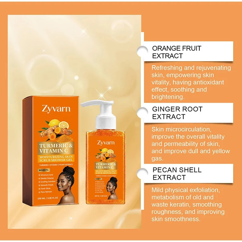 Vitamin C Brightening Body Wash Exfoliating Shower Gel Aloe Vera Moisturizing Skin Polish Gentle Deep Cleansing Daily Skincare