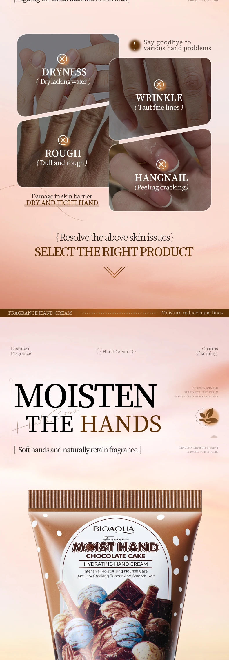 BIOAQUA Chocolate Hand Cream Moisturizing Nourishing Anti-aging Anti Wrinkles Whitening Creams Hands Skin Care Products