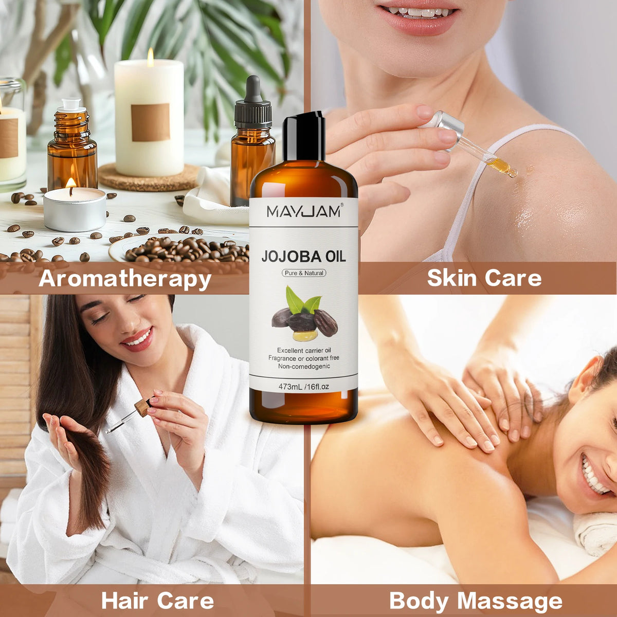 MAYJAM Pure Natural Moroccan Argan Oil Massage On Face, Hair, Body Sweet Almond Oil Cold Pressed USDA Certified 473ml Face Oil