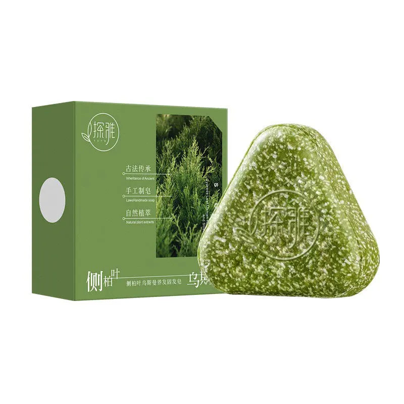 Usman Grass & Platycladus Herbal Shampoo Soap Natural Hair Loss Treat Strengthens Roots Controls Oil Cleanses Scalp Hair Growth