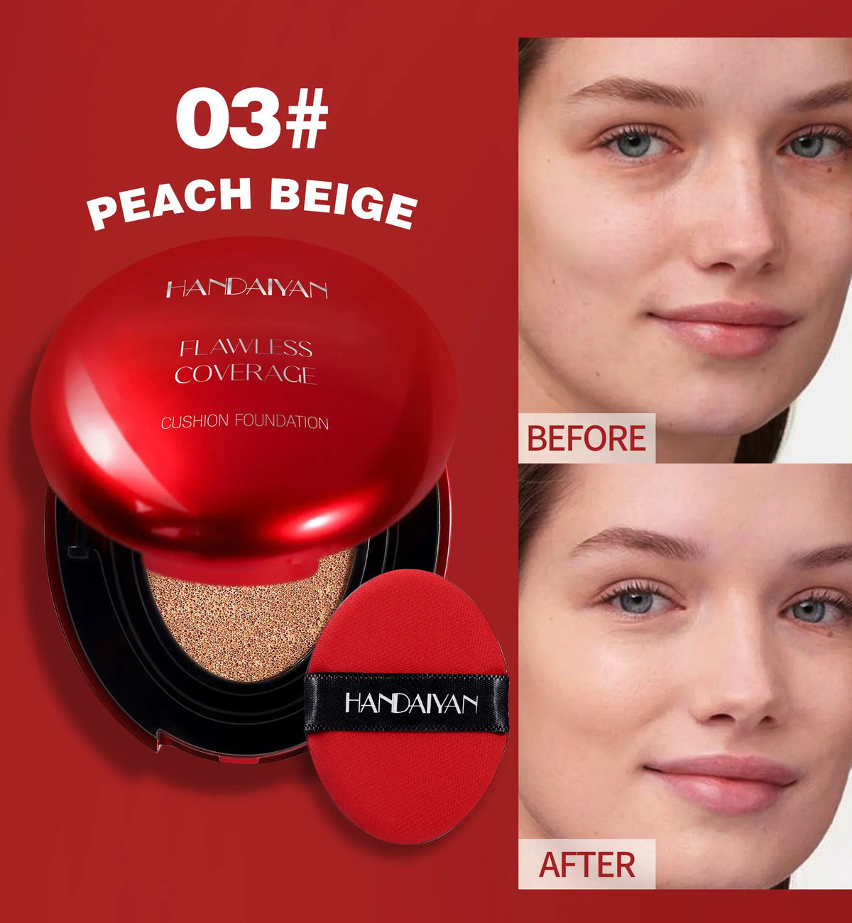 Korean Air Cushion Foundation - Light Natural Moisturizing Concealer Whitening Oil-Control Women's Long-lasting Makeup Base