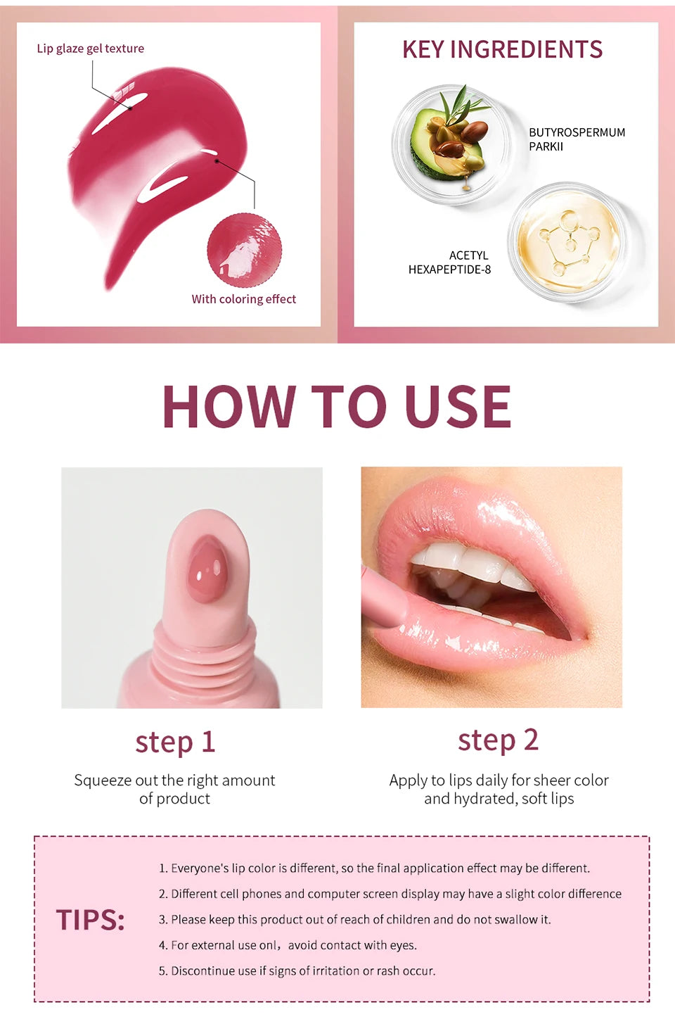 10ml Mirror Lip Glaze Moisturizes Jelly Lip Enrichment Oil Lasting Water Light Glass Lip Oil Remove Line Lip Protection Serum