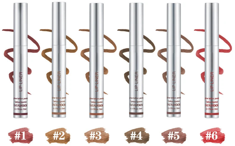 6 Color Waterproof Lip Liner Peel Off Tattoo Lip Gloss Lasting Matte Lip Tint Black Brown Contour Tear-off Makeup Stain Cosmetic