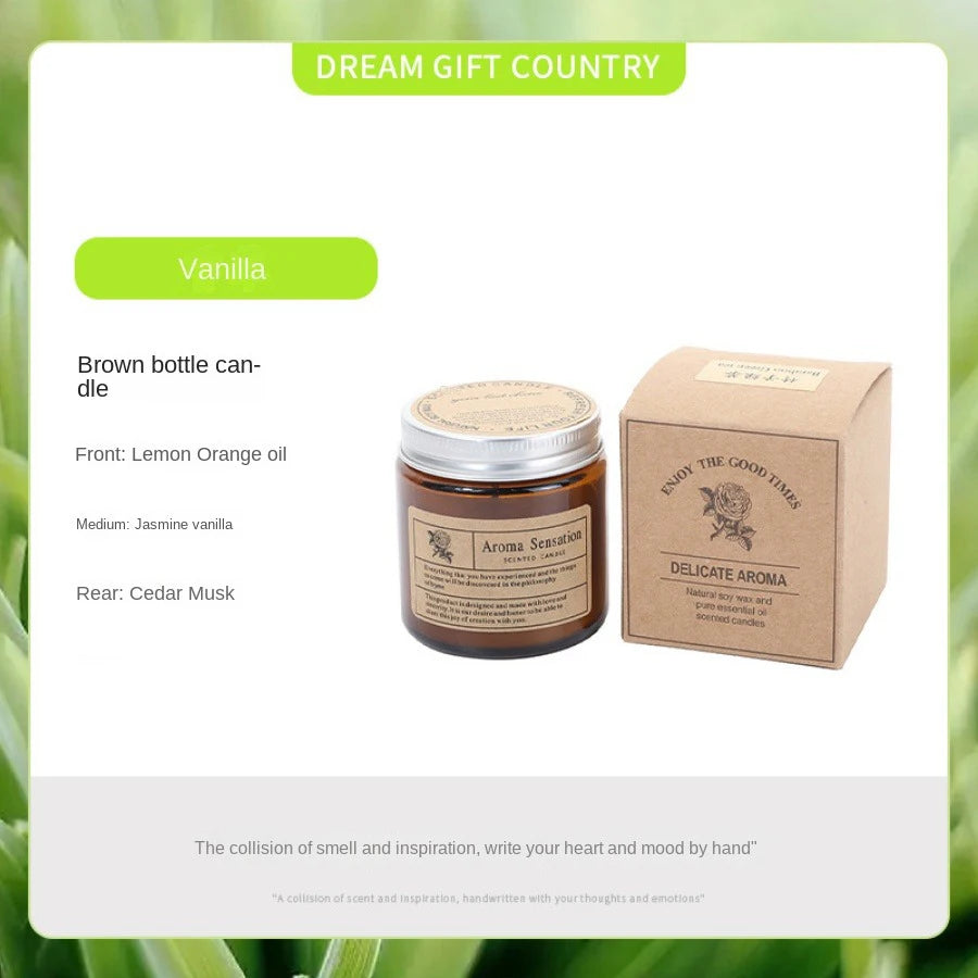 1pc Brown Glass Cup Aromatherapy Candle Smokeless Scented Candle Suitable for Home Decoration Birthday Valentine's Day Gift