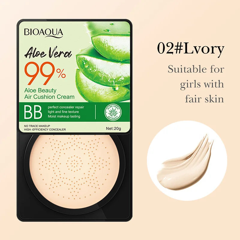 Aloe Air Cushion Foundation CC Cream Water Feeling Flawless BB Cream Moisturizing Oil Control Smooth Natural Concealer