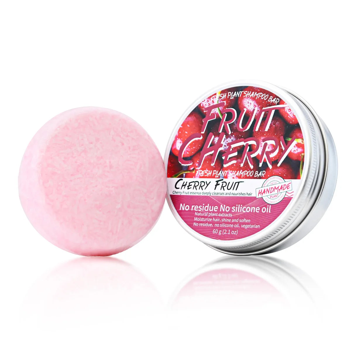 Nature Plant Fruit Cherry Solid Shampoo Refreshing Lemon Aloe Vegan Soap Skin Oil Control Dandruff Shampoo Bar