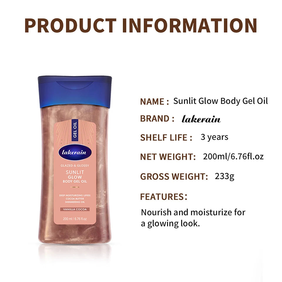 Shimmer Body Glow Oil Vanilla Cocoa Fragrance Hydrating Lipids Deep Nourishing Moisturizing Radiant Skin Shiny Body Cosmetic