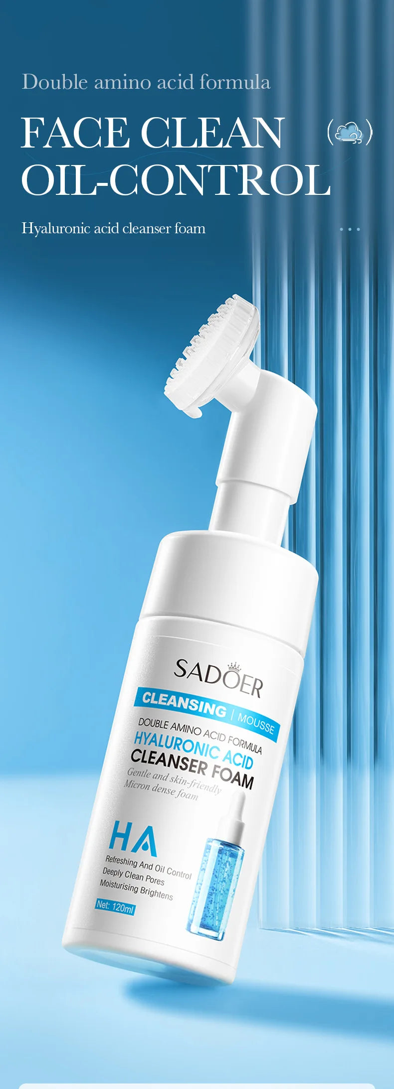 SAODER Q10 Vitamin C Facial Cleanser Face Wash Foam Facial Cleansing Mossee Moisturizing Brightening Facial Skin Care Products