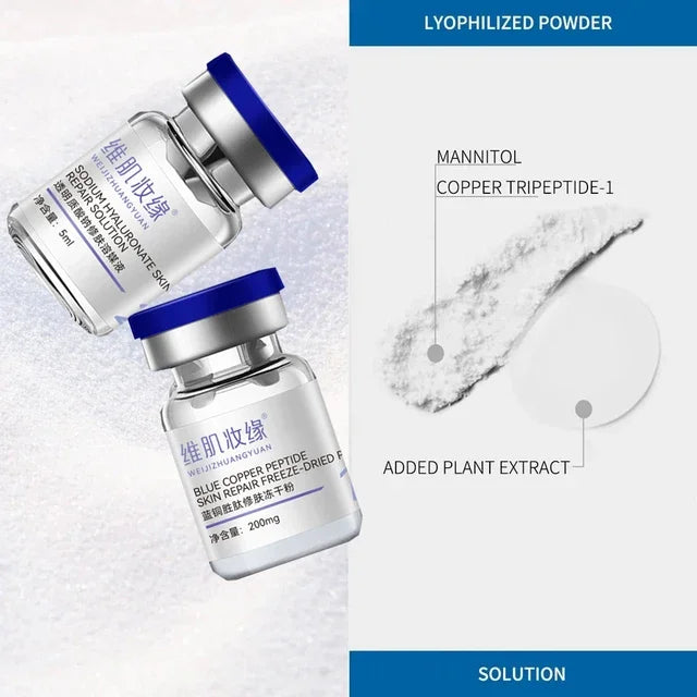 Effective Peptide 99% GHK-CU Copper  Lyophilized Powder For Anti-Aging Fade Fine Lines Improve Elasticity Repair Skin Barrier