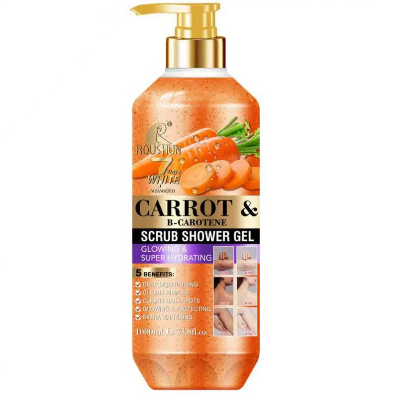 ROUSHUN CARROT B  SCRUB SHOWER GEL 1000ML Moisturizing and Moisturizing Skin Fragrance Preserving Large Capacity Shower Gel