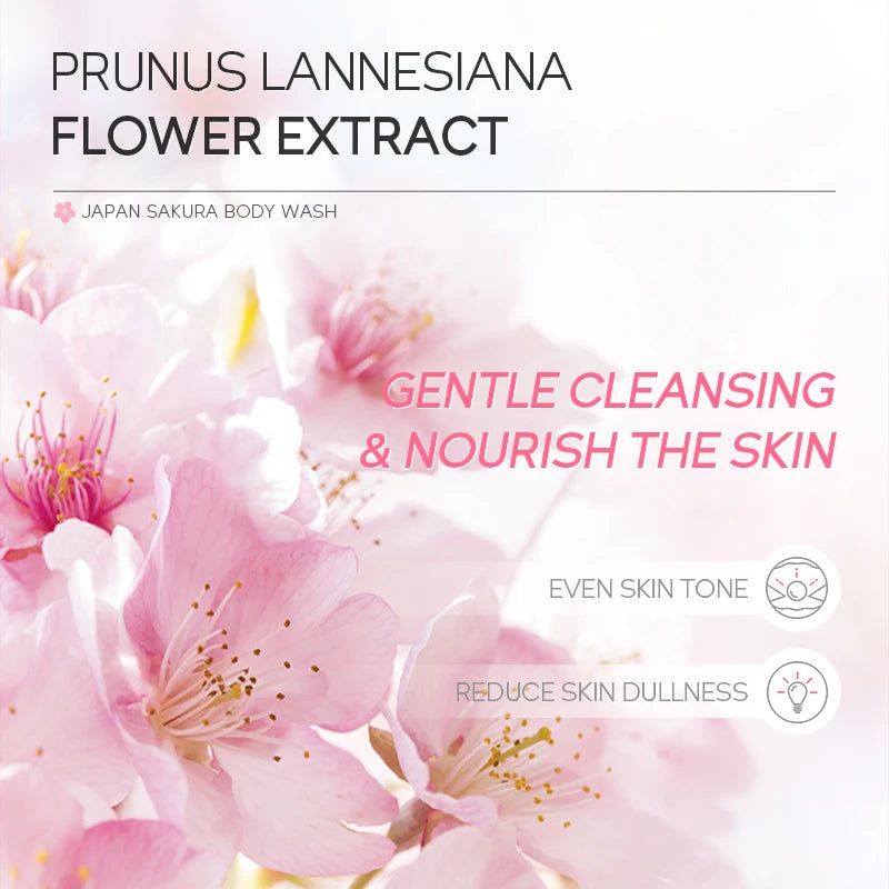 LAIKOU Japan Sakura Body Wash Gentle Cleanser Smoothing Shower Gel Skin Brightening Treatment Amino Acid Formula