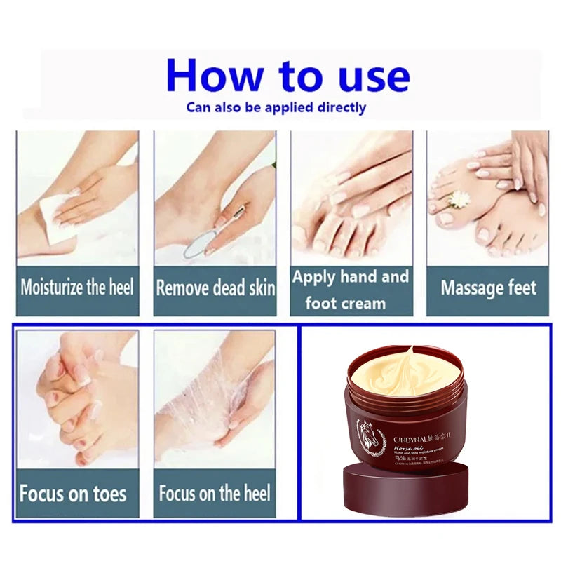 Horse Oil Skin Restoration Cream,110g Repair Hand Cream, Moisturizing Foot Cream,Foot Repair Cream,Anti Foot Cream for Women Men