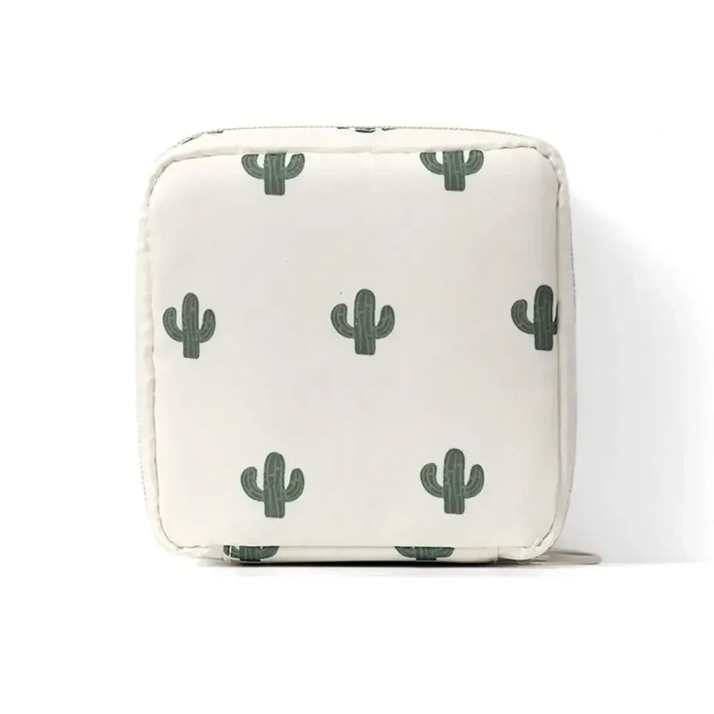 Creative PVC Sanitary Pads Bag Fashion Floral Print Large Capacity Multipurpose Coin Purse Portable Cosmetic Storage Bag
