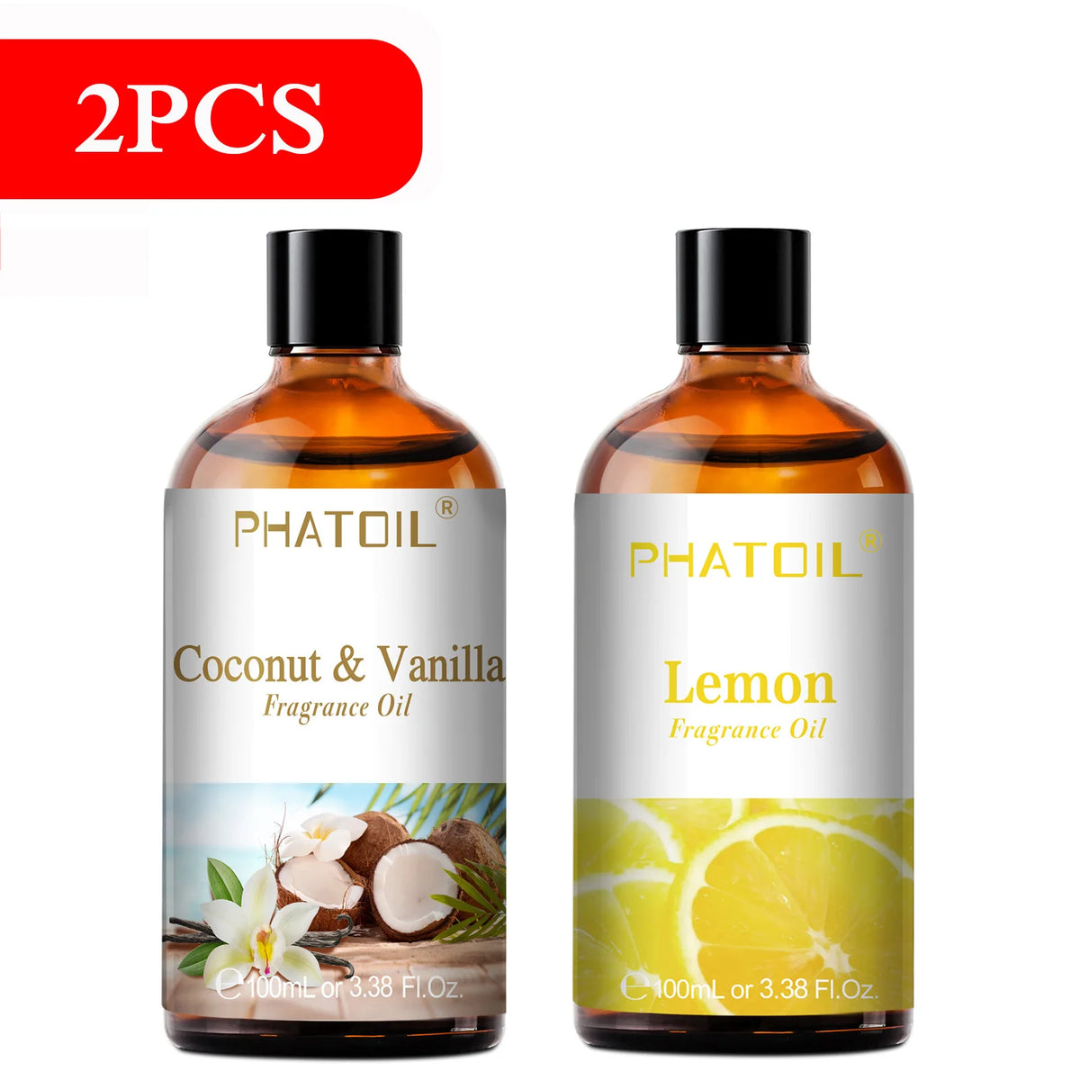 PHATOIL 100ml Aromatherapy Fragrance Oil Coconut & Vanilla Strawberry Cherry Lemon 1/2/3pcs Aroma Oil For Diffuser Candle Making