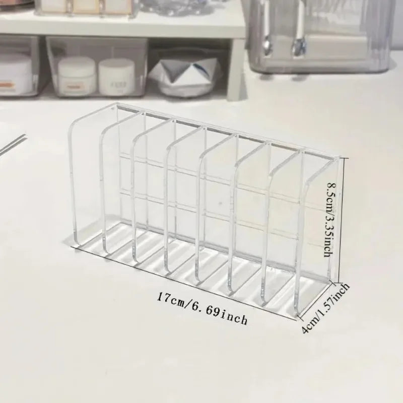 7-Slot Transparent Plastic Cosmetic Organizer Multi-Functional Makeup Holder for Home Office Bathroom Dressing Table Sorting