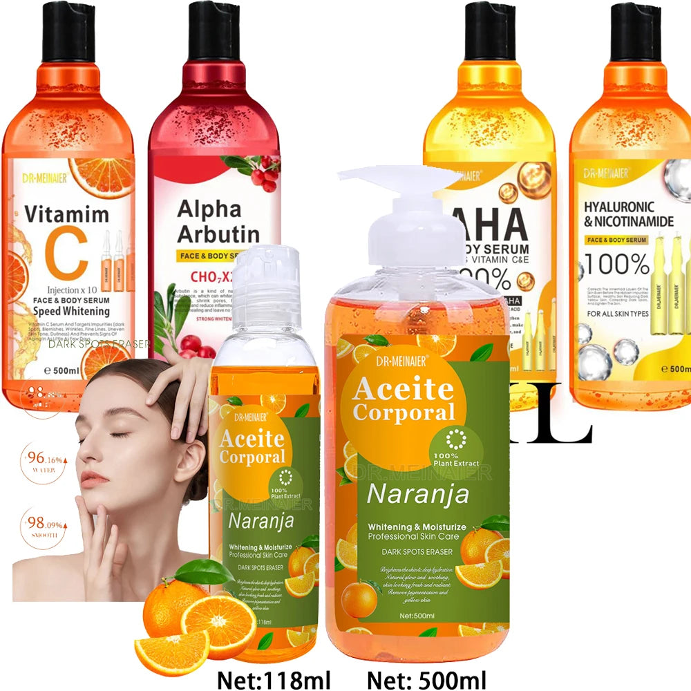 500ML Vitamin C AHA HYALURONIC& NICOTINAMIDE Face Serum Spots Eraser Corrector Whitening Moisturizing Lightening Body Cream 4