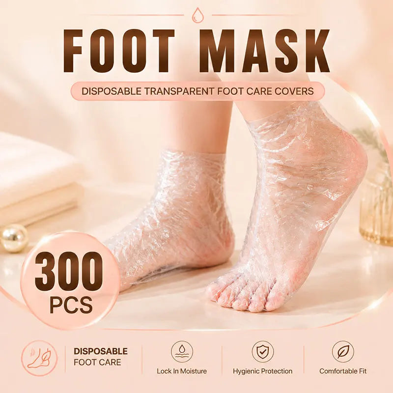 100 Pcs Disposable Foot Mask Socks Transparent Waterproof Foot Covers for Beauty Care Home Spa Use