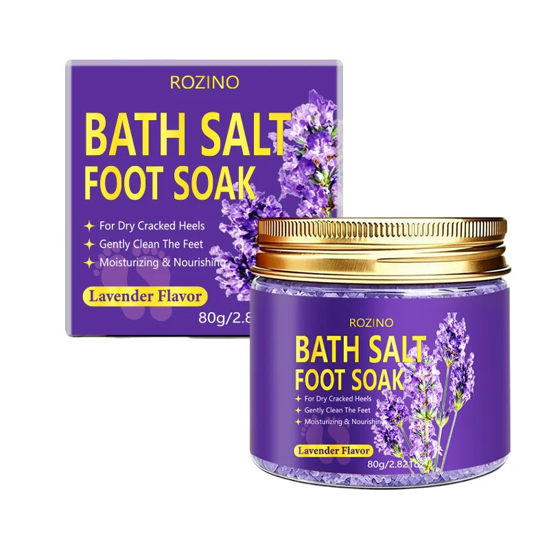 Lavender Foot Bath Salt - Deeply Cleanses with Sea Salt, Moisturizes Heels - 20-Minute Soak, Relieves Dry Feet, Post-Workout and Pre-Sleep Care - Foot Bath, Foot Care