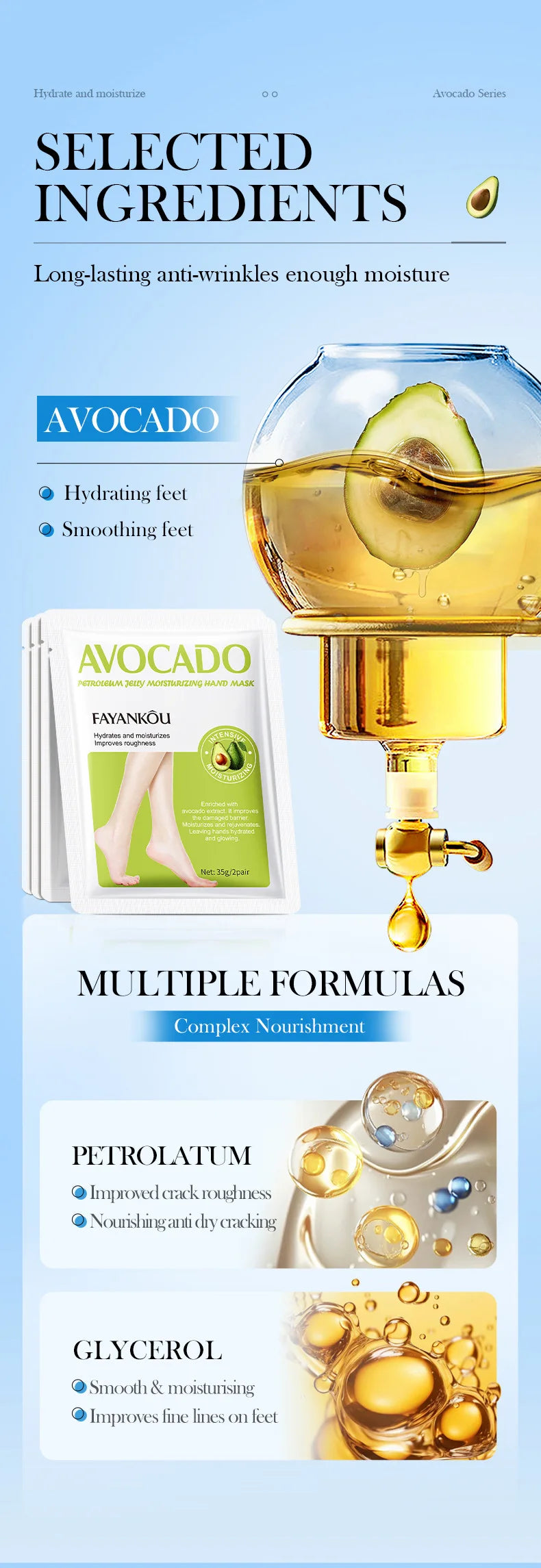5 Pairs Avocado Exfoliating Foot Mask Feet Pedicure Remove Dead Skin Moisturizing Foot Exfoliator Feet Masks Skin Care Products