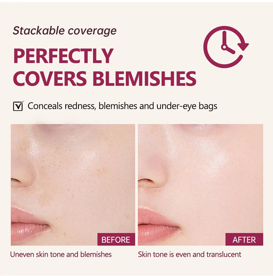 Lakerain Cushion Foundation Korean Makeup Base Mist Foundations Makeup Full Coverage Long-lasting Cc Cream Sunscreen Cosmetic